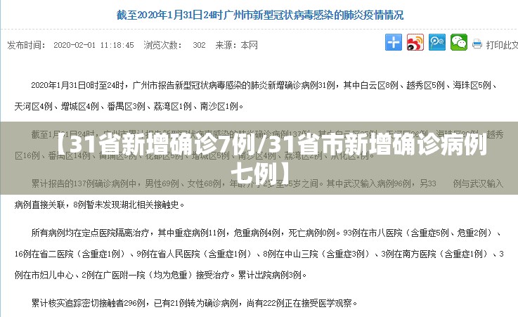 【31省新增确诊7例/31省市新增确诊病例七例】